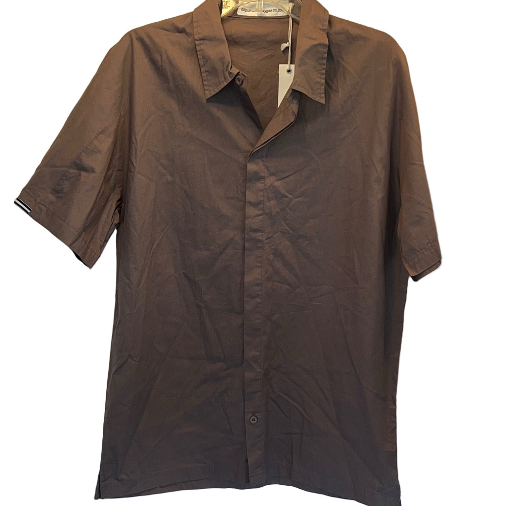 Oxygen Brown Hidden Button Down Shirt for Men, SZ XL